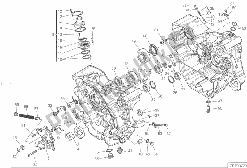 All parts for the 010 - Half-crankcases Pair of the Ducati Monster 821 Stealth 2019